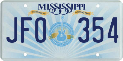 MS license plate JFO354