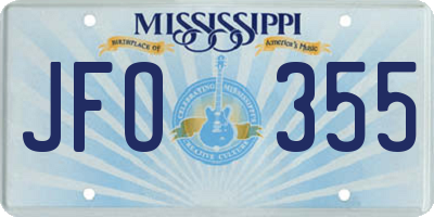 MS license plate JFO355
