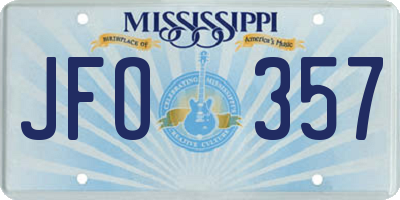 MS license plate JFO357