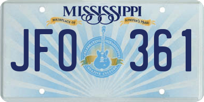 MS license plate JFO361