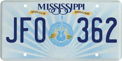 MS license plate JFO362