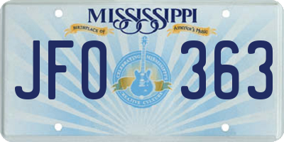 MS license plate JFO363