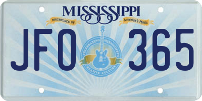 MS license plate JFO365
