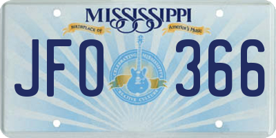 MS license plate JFO366