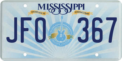 MS license plate JFO367