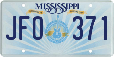 MS license plate JFO371