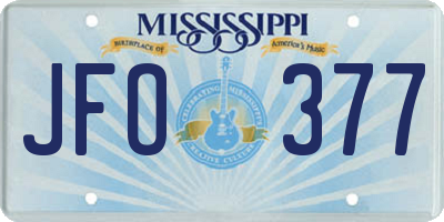 MS license plate JFO377