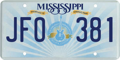 MS license plate JFO381
