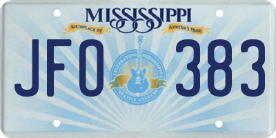 MS license plate JFO383