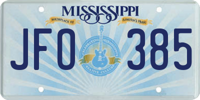 MS license plate JFO385