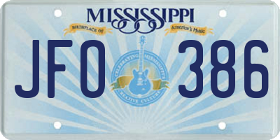 MS license plate JFO386