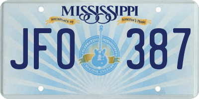 MS license plate JFO387