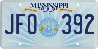 MS license plate JFO392