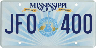 MS license plate JFO400