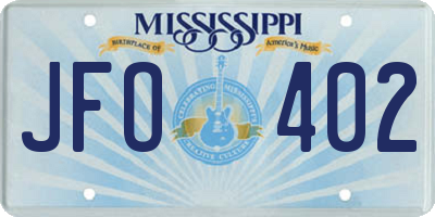 MS license plate JFO402