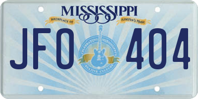 MS license plate JFO404