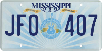 MS license plate JFO407