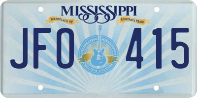 MS license plate JFO415