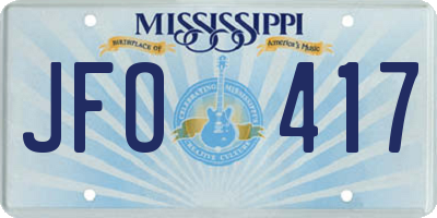 MS license plate JFO417