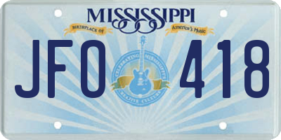 MS license plate JFO418