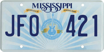 MS license plate JFO421