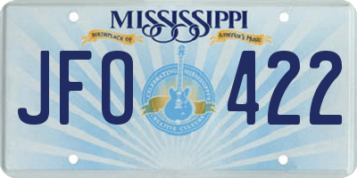 MS license plate JFO422