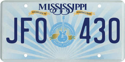 MS license plate JFO430