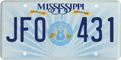 MS license plate JFO431