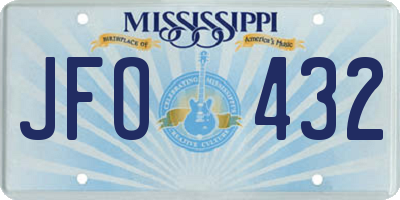 MS license plate JFO432