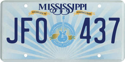 MS license plate JFO437