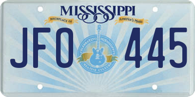 MS license plate JFO445