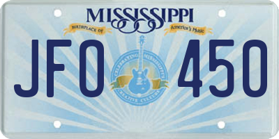 MS license plate JFO450