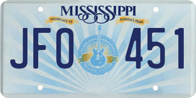 MS license plate JFO451