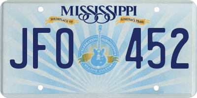 MS license plate JFO452