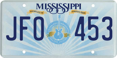 MS license plate JFO453