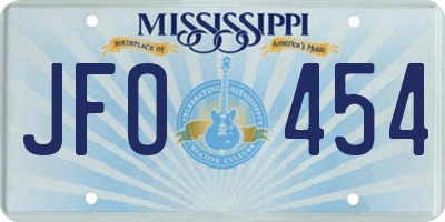 MS license plate JFO454