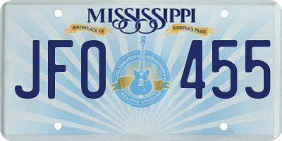 MS license plate JFO455
