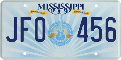 MS license plate JFO456