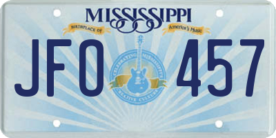 MS license plate JFO457