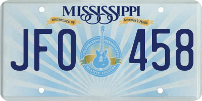 MS license plate JFO458