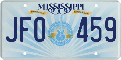 MS license plate JFO459