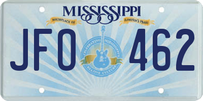 MS license plate JFO462
