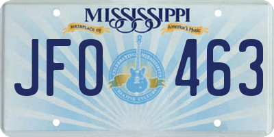 MS license plate JFO463