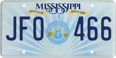 MS license plate JFO466