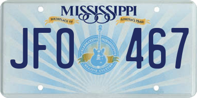 MS license plate JFO467
