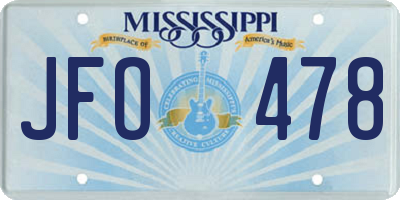 MS license plate JFO478