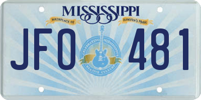 MS license plate JFO481