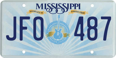 MS license plate JFO487