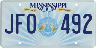 MS license plate JFO492