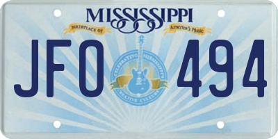 MS license plate JFO494